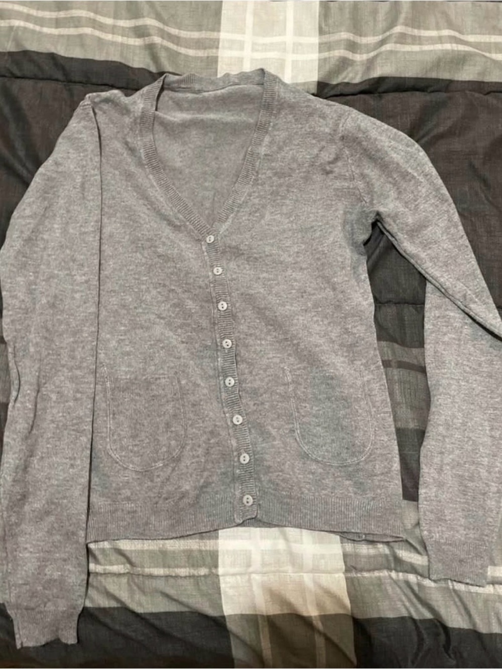Women’s V-Neck Button Cardigan Sweater - Gray